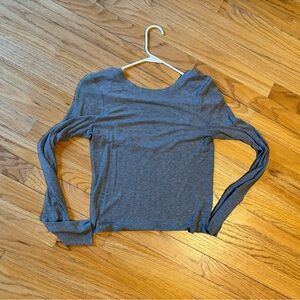 Aerie Offline Women’s Long Sleeve Low Back Ribbed Top - Gray Size Medium
